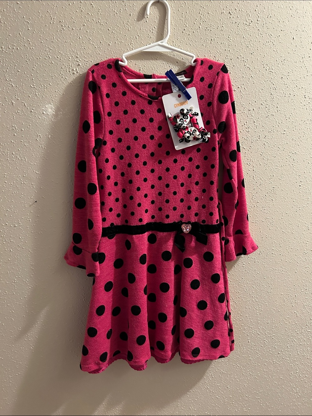Little Girls' Brushed Knit Drop Waist Flocked Dress sz 7/8